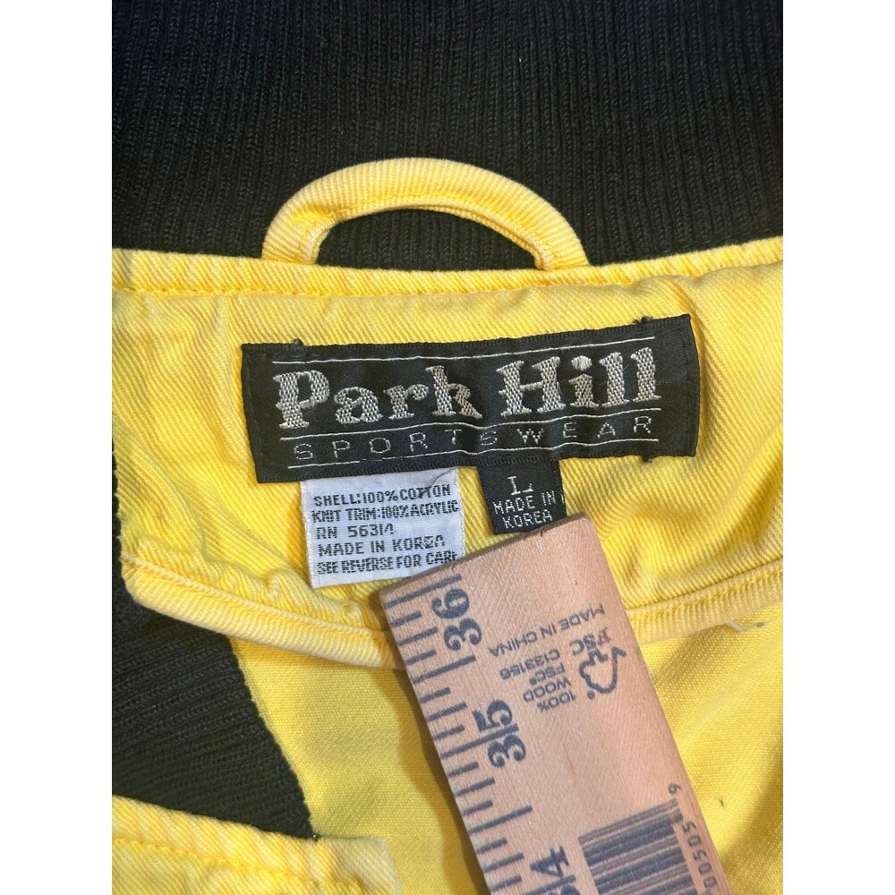 Vintage Yellow Bomber Jacket Large Snap Varsity Style Jacket Park Hill Mens - Picture 2 of 8
